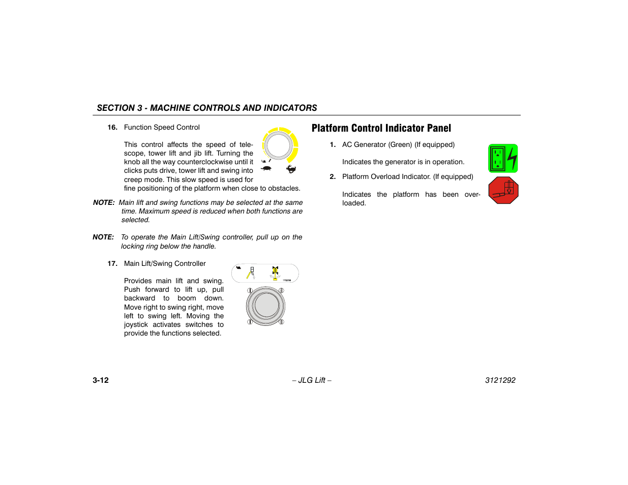 Platform control indicator panel, Platform control indicator panel -12 | JLG 510AJ Series II Operator Manual User Manual | Page 44 / 104