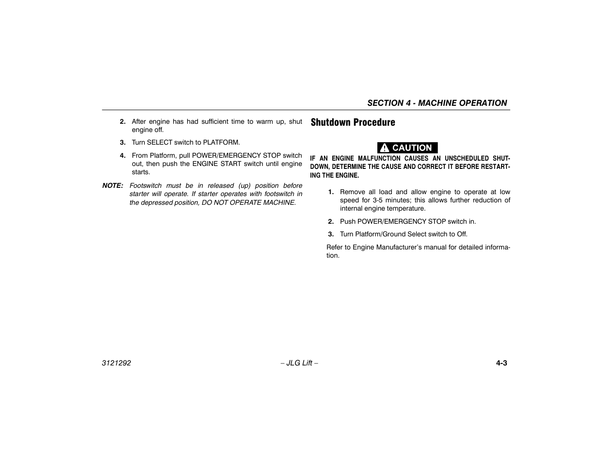 Shutdown procedure, Shutdown procedure -3 | JLG 510AJ Series II Operator Manual User Manual | Page 51 / 104
