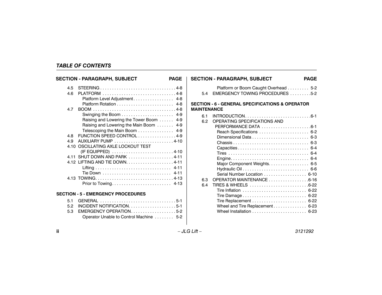 JLG 510AJ Series II Operator Manual User Manual | Page 8 / 104