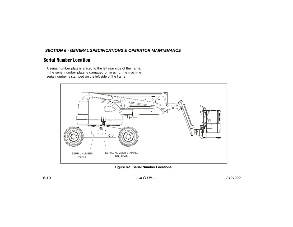 Serial number location, Serial number location -10, Serial number locations -10 | JLG 510AJ Series II Operator Manual User Manual | Page 82 / 104