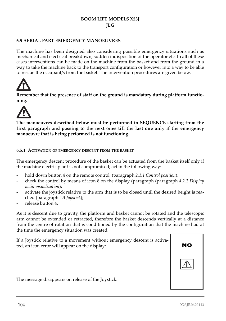 JLG X23J Operator Manual User Manual | Page 108 / 194