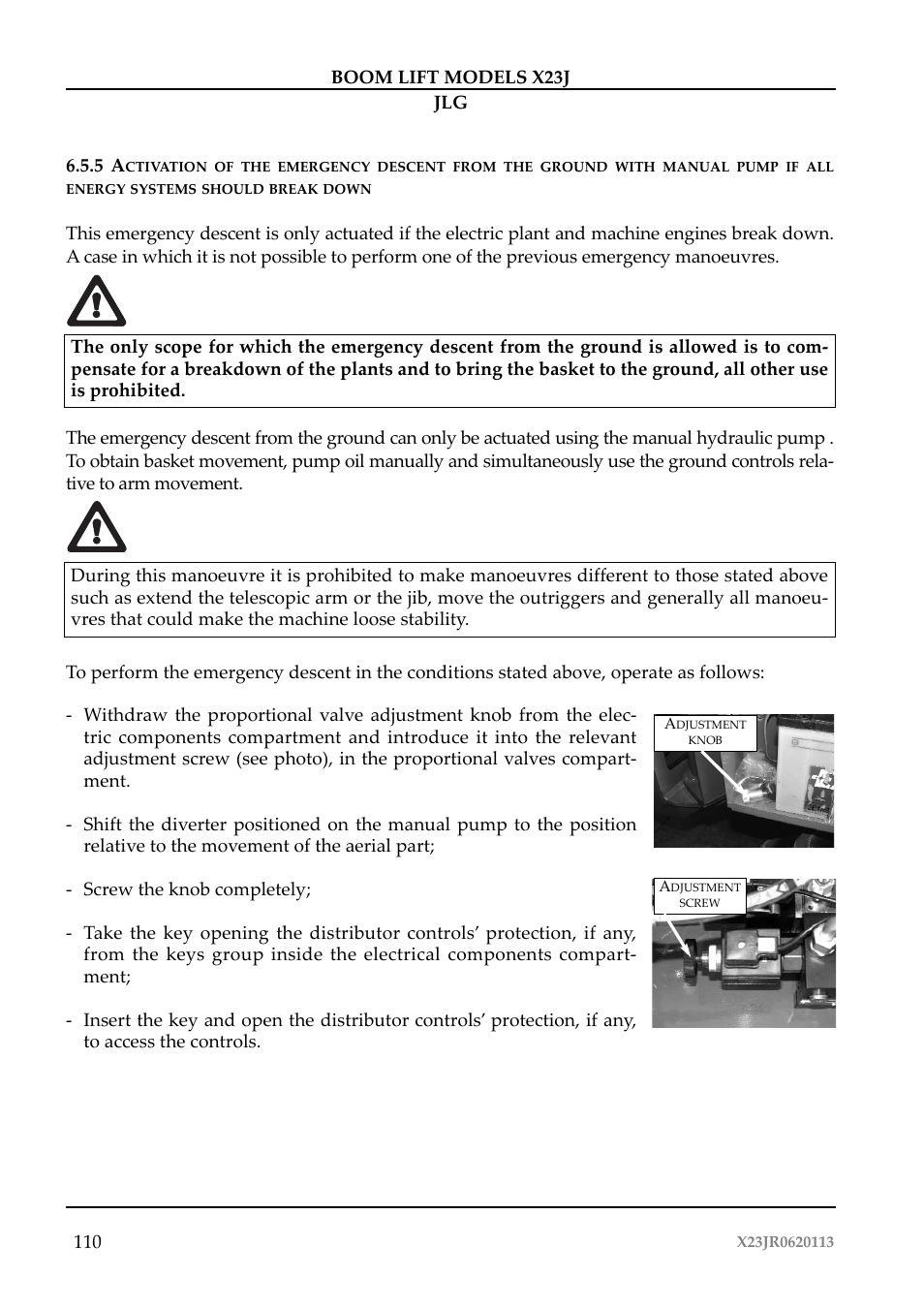 JLG X23J Operator Manual User Manual | Page 114 / 194