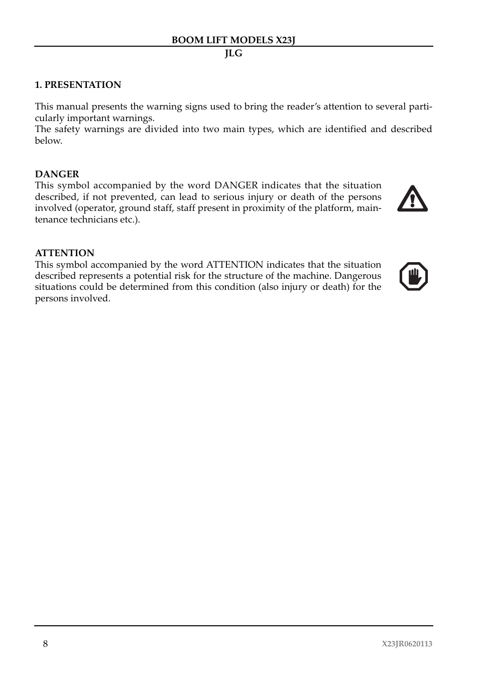 JLG X23J Operator Manual User Manual | Page 12 / 194