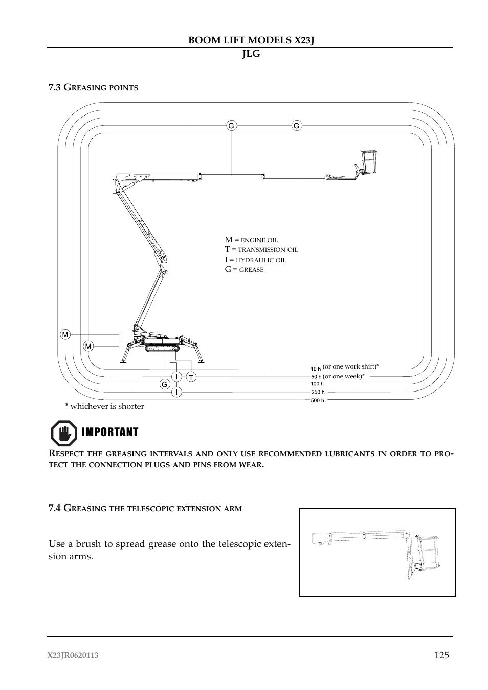 Important, Importante | JLG X23J Operator Manual User Manual | Page 129 / 194
