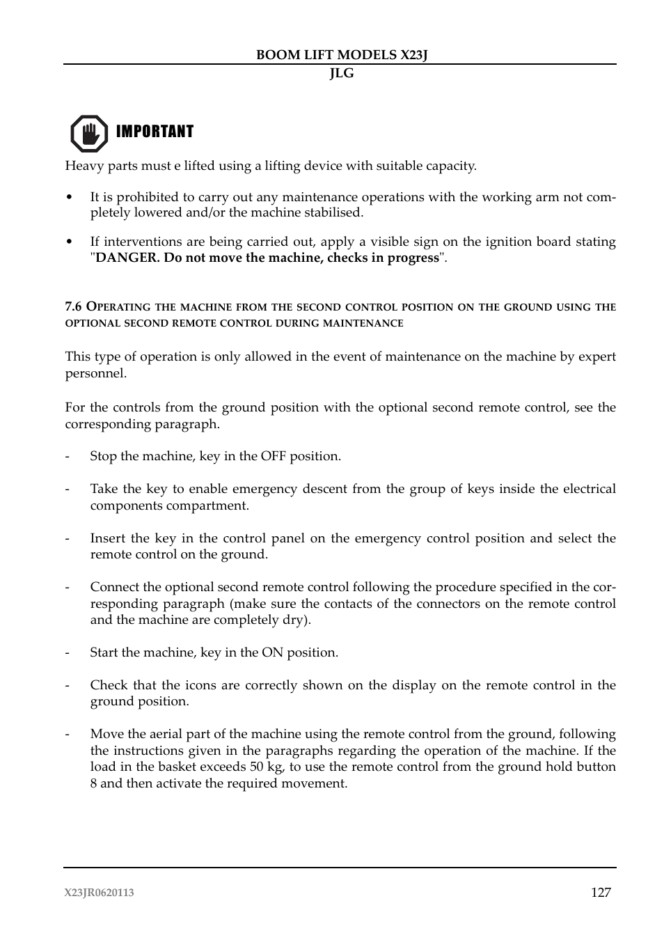 JLG X23J Operator Manual User Manual | Page 131 / 194