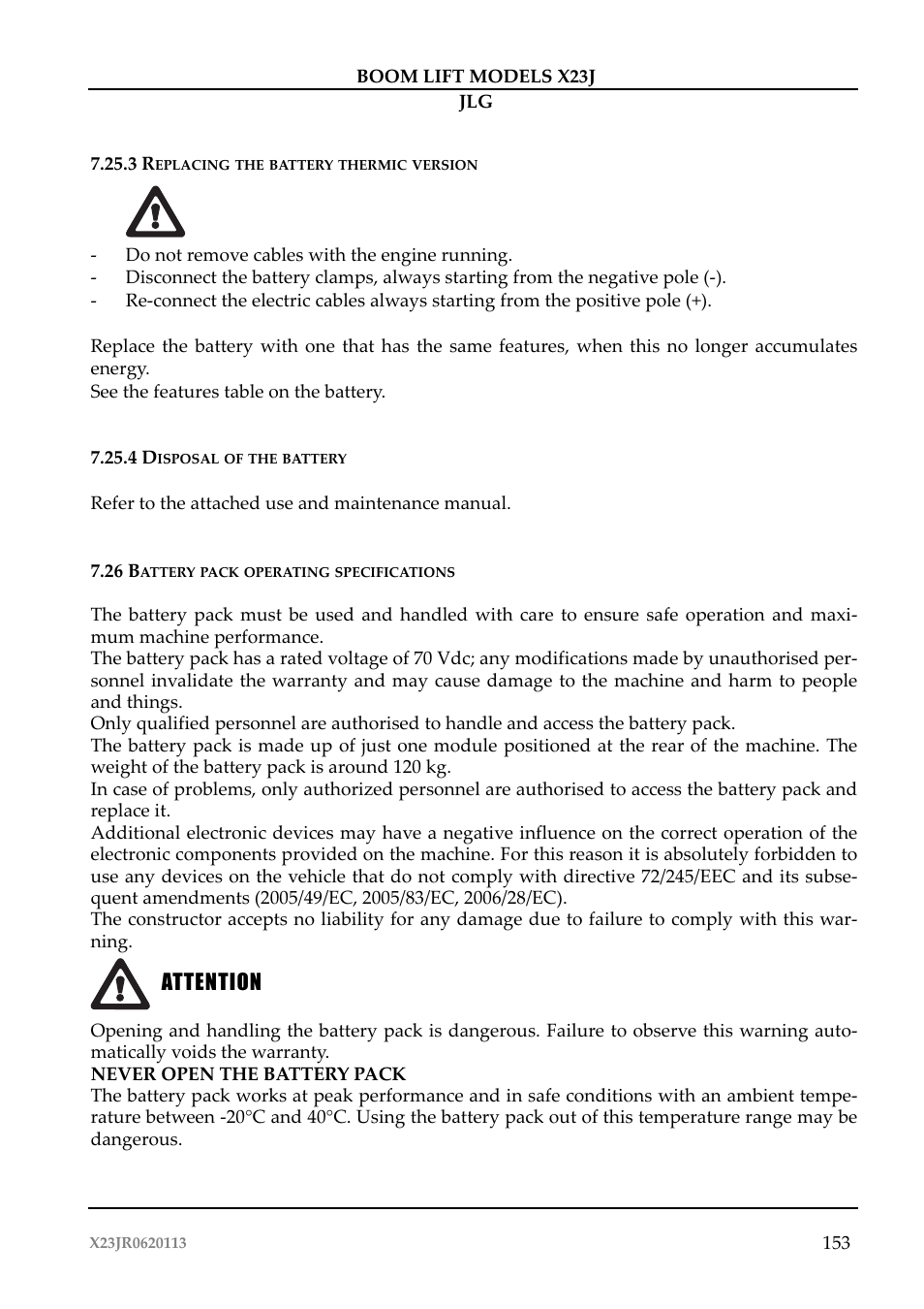 Attenzione attention | JLG X23J Operator Manual User Manual | Page 157 / 194