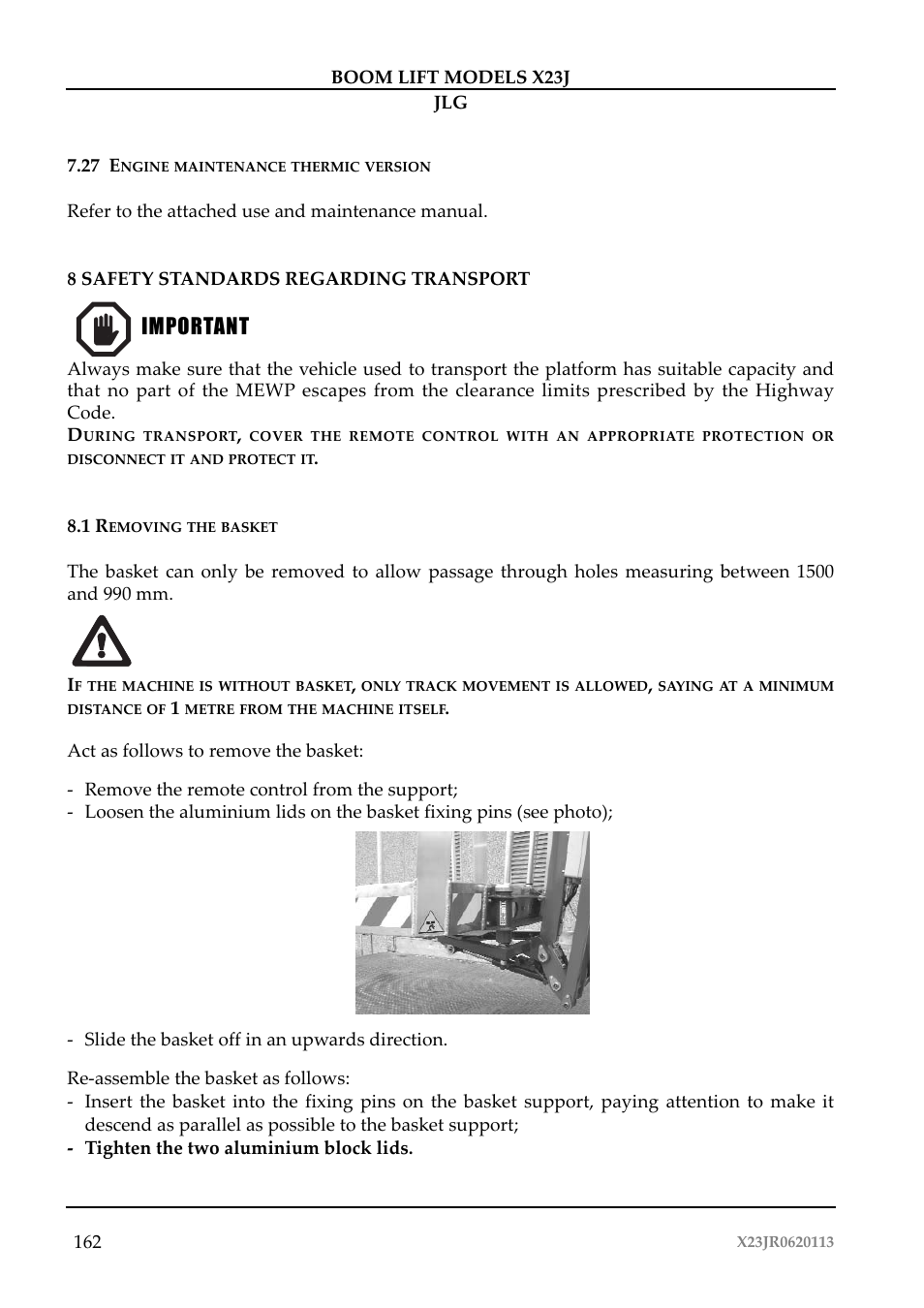 Importante important | JLG X23J Operator Manual User Manual | Page 166 / 194