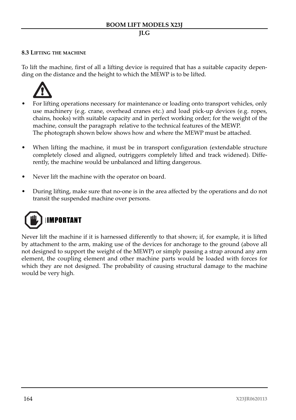 JLG X23J Operator Manual User Manual | Page 168 / 194