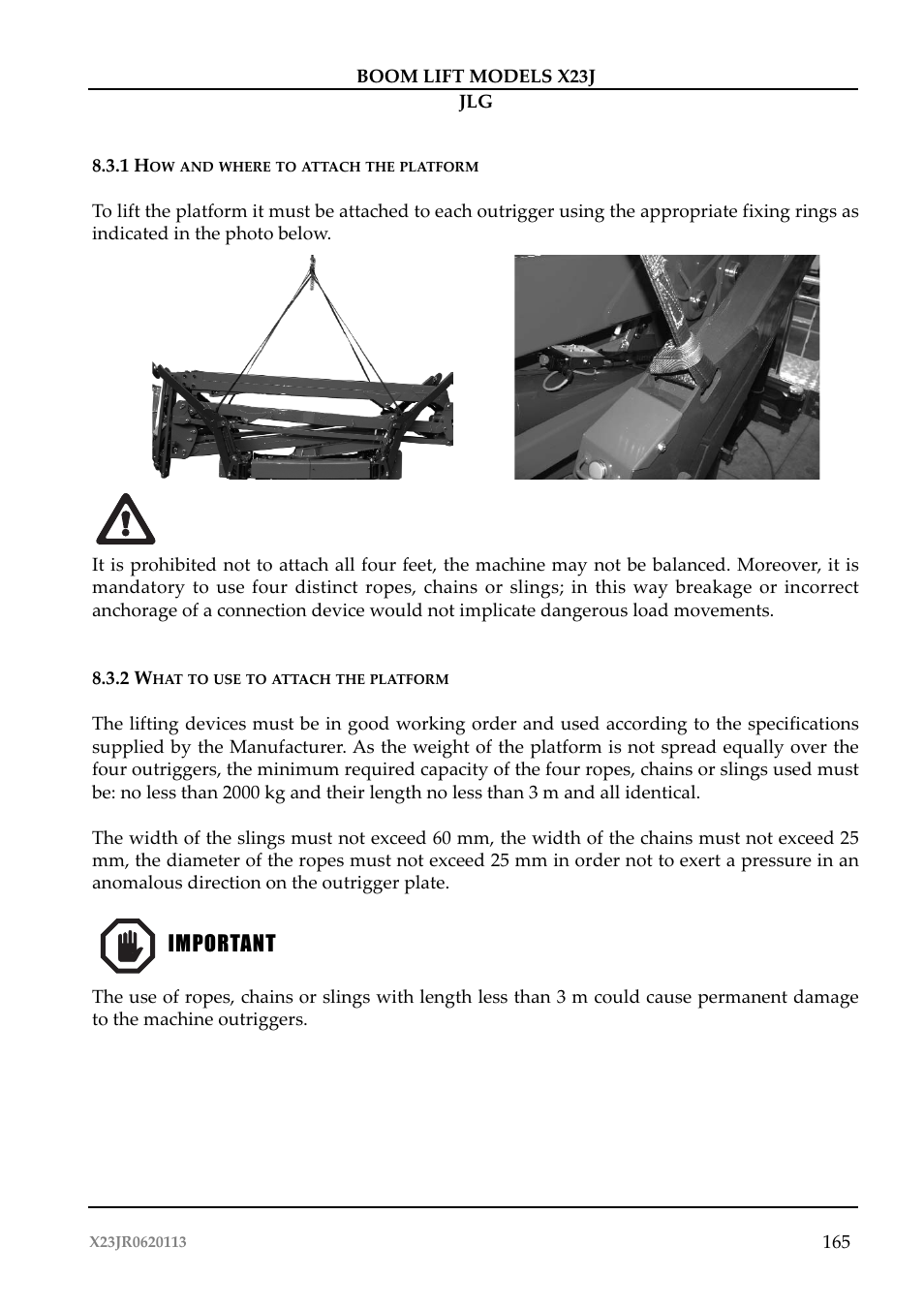 Importante important | JLG X23J Operator Manual User Manual | Page 169 / 194