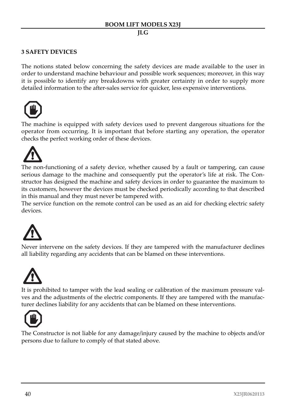 JLG X23J Operator Manual User Manual | Page 44 / 194