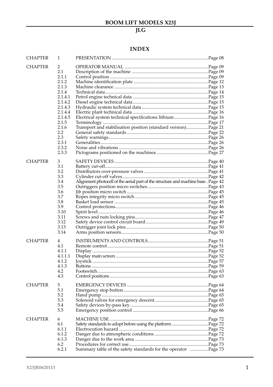 JLG X23J Operator Manual User Manual | Page 5 / 194