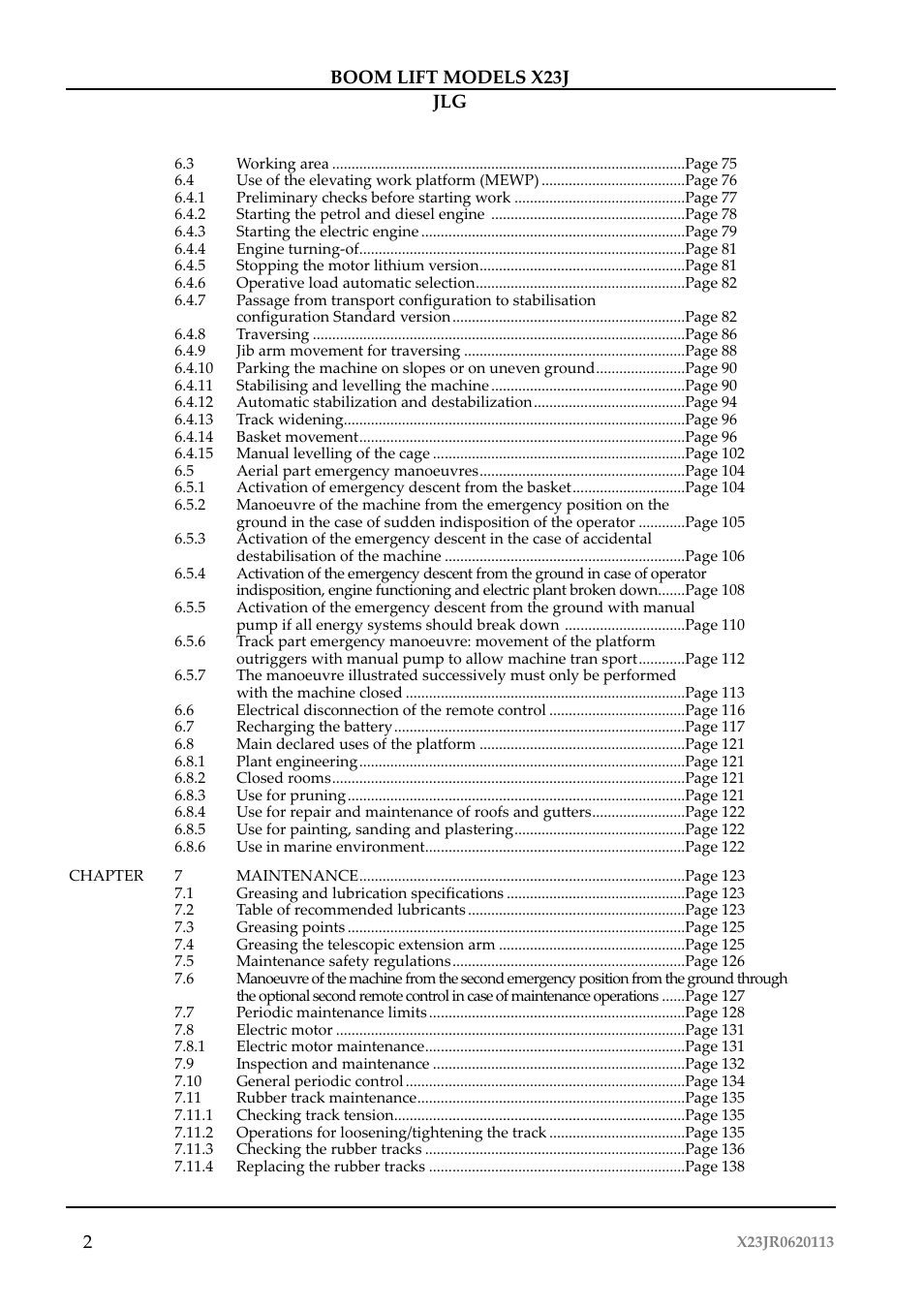 JLG X23J Operator Manual User Manual | Page 6 / 194