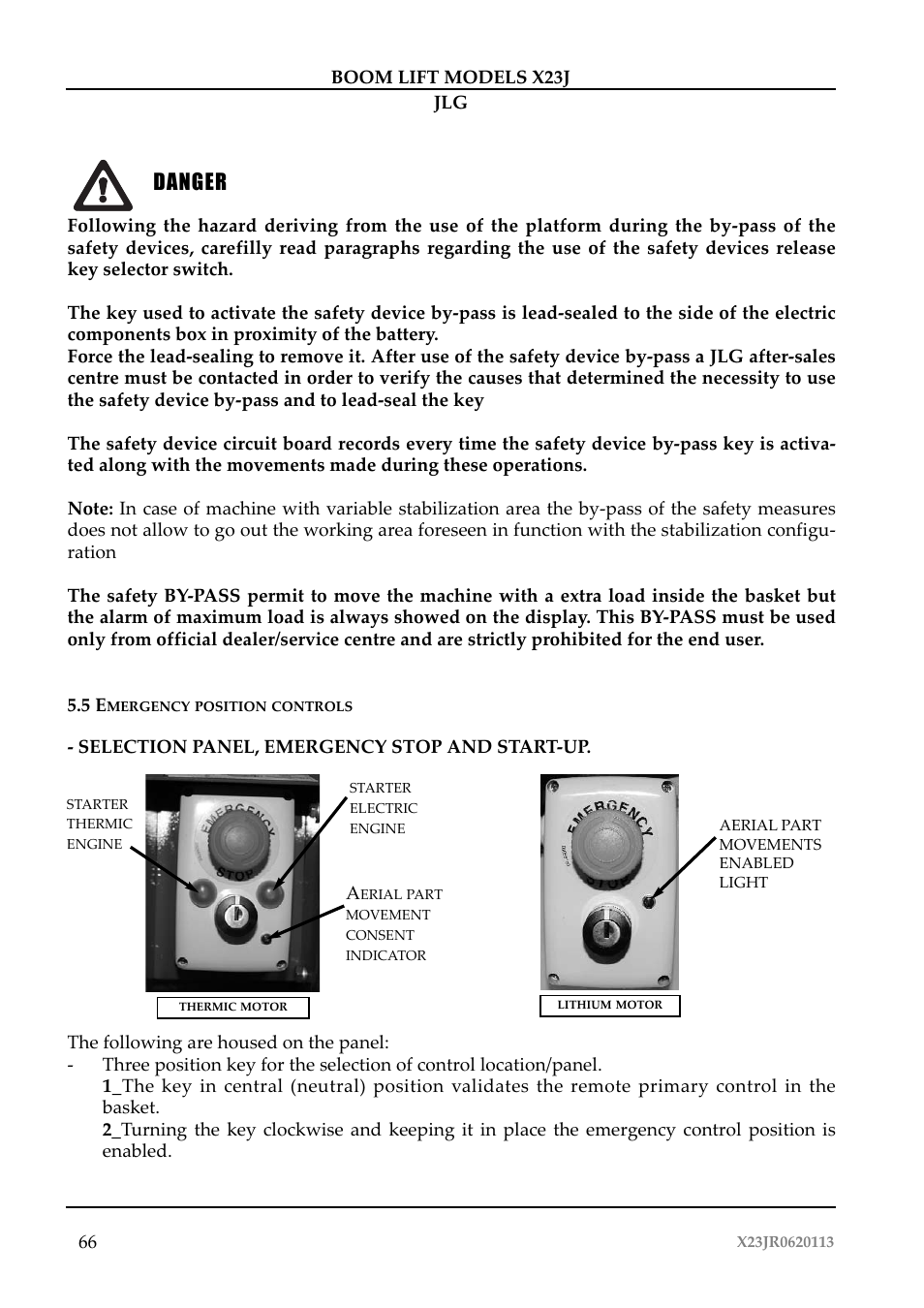 Pericolo, Danger | JLG X23J Operator Manual User Manual | Page 70 / 194