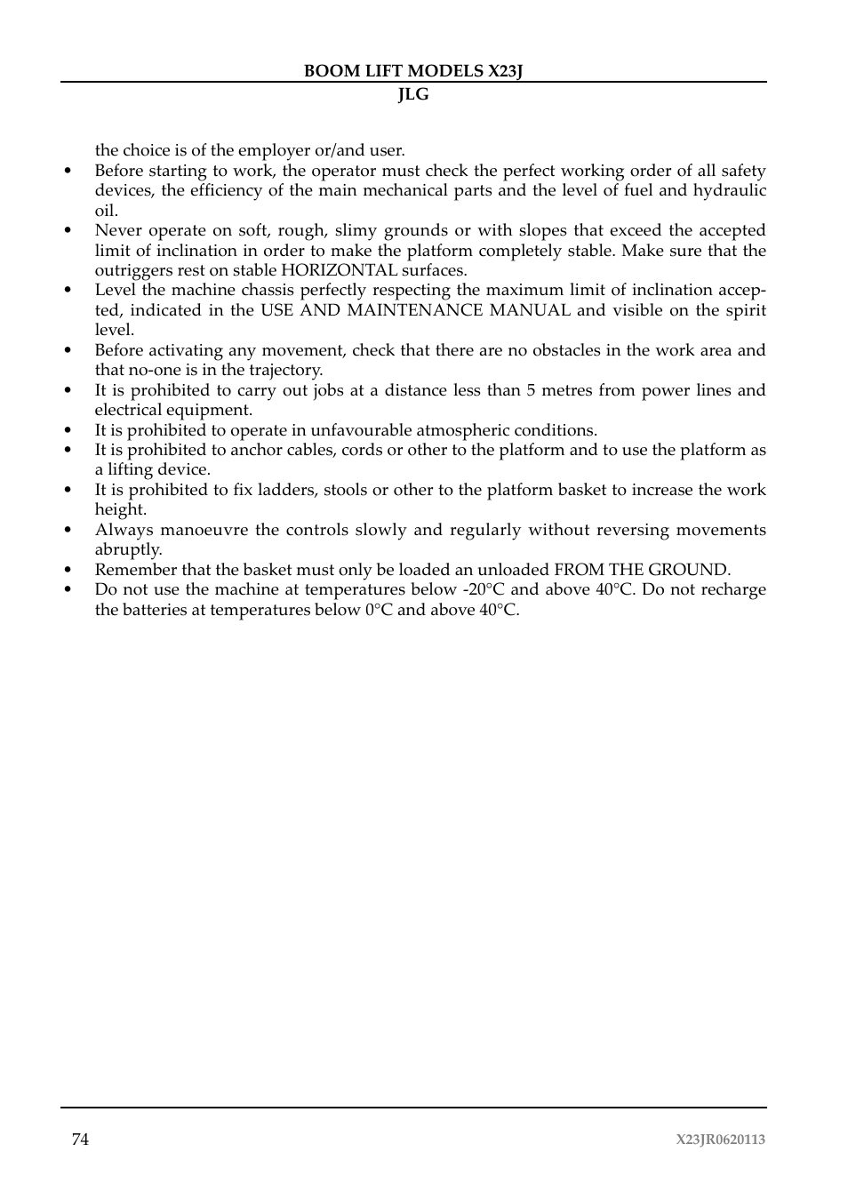 JLG X23J Operator Manual User Manual | Page 78 / 194