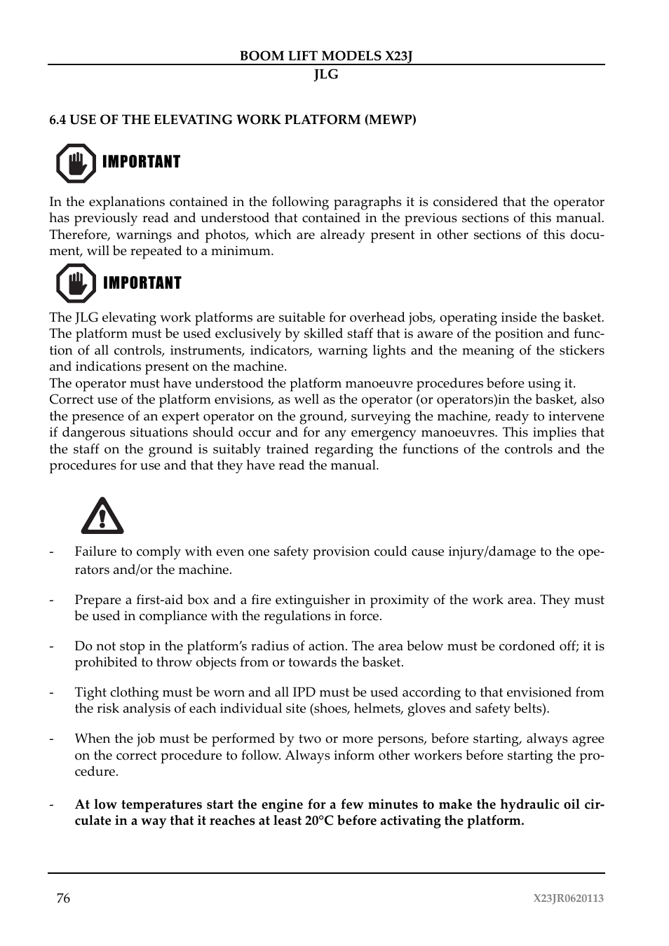 JLG X23J Operator Manual User Manual | Page 80 / 194