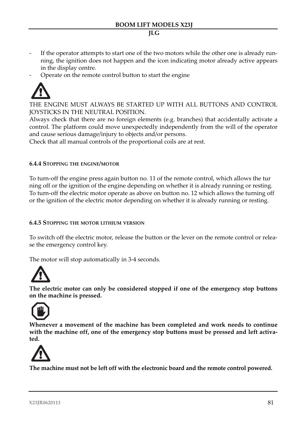 JLG X23J Operator Manual User Manual | Page 85 / 194