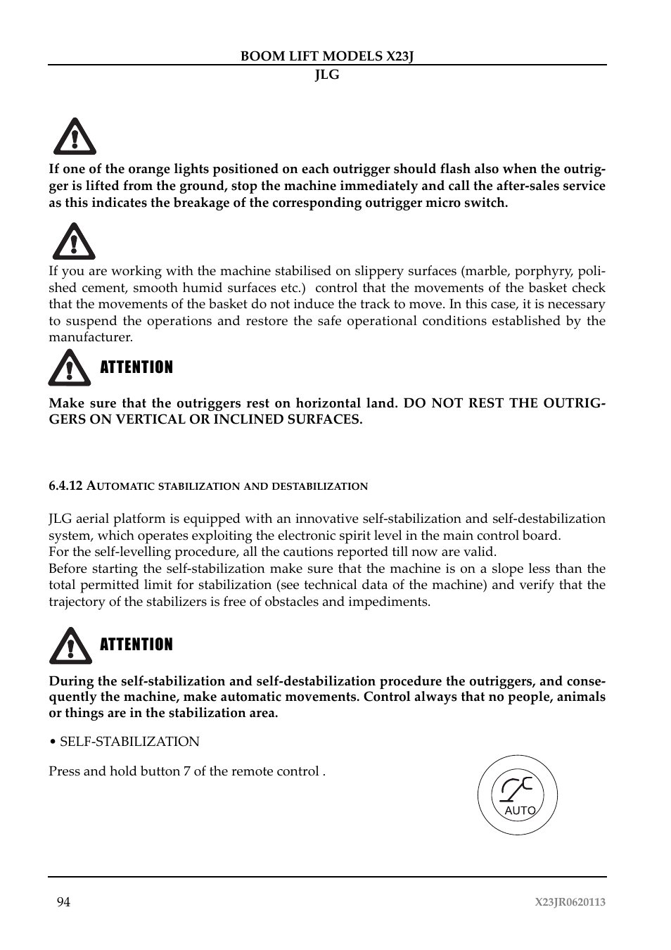 JLG X23J Operator Manual User Manual | Page 98 / 194