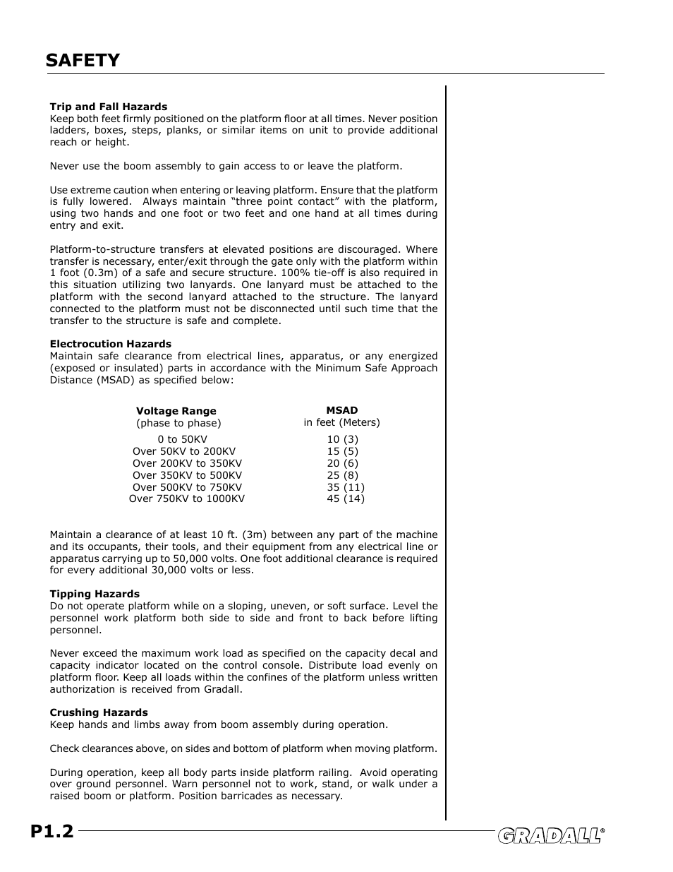 P1.2, Safety | JLG TF6-42 (9150-4004) Operator Manual User Manual | Page 10 / 32