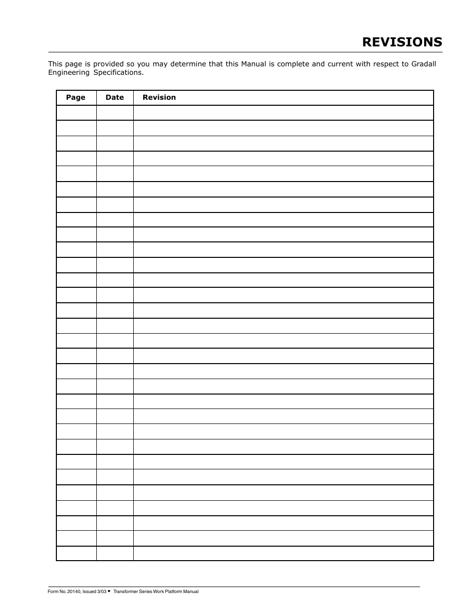 Revisions | JLG TF6-42 (9150-4004) Operator Manual User Manual | Page 5 / 32
