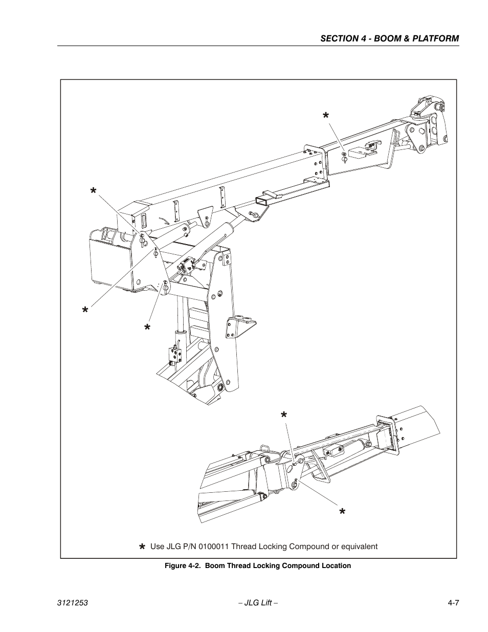 Boom thread locking compound location -7 | JLG E300 Service Manual User Manual | Page 105 / 224