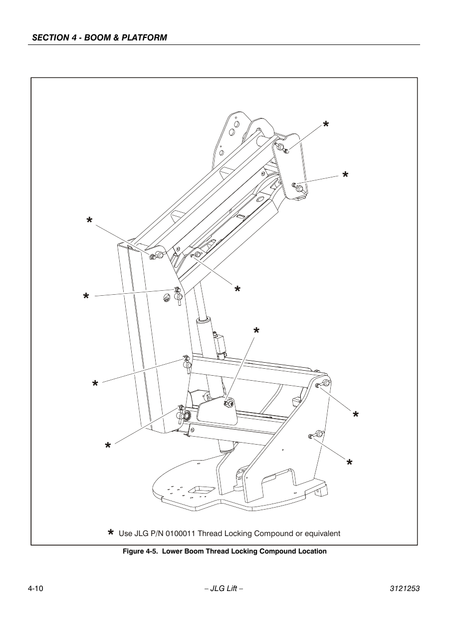 Lower boom thread locking compound location -10 | JLG E300 Service Manual User Manual | Page 108 / 224