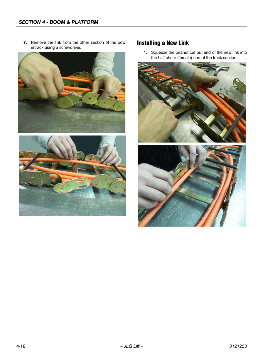 Installing a new link | JLG E300 Service Manual User Manual | Page 116 / 224