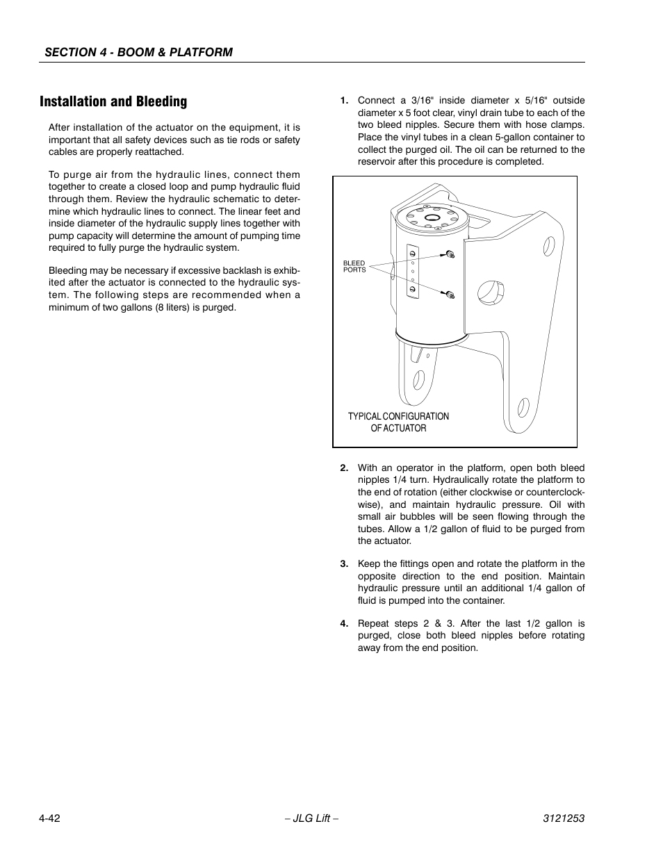 Installation and bleeding, Installation and bleeding -42 | JLG E300 Service Manual User Manual | Page 140 / 224