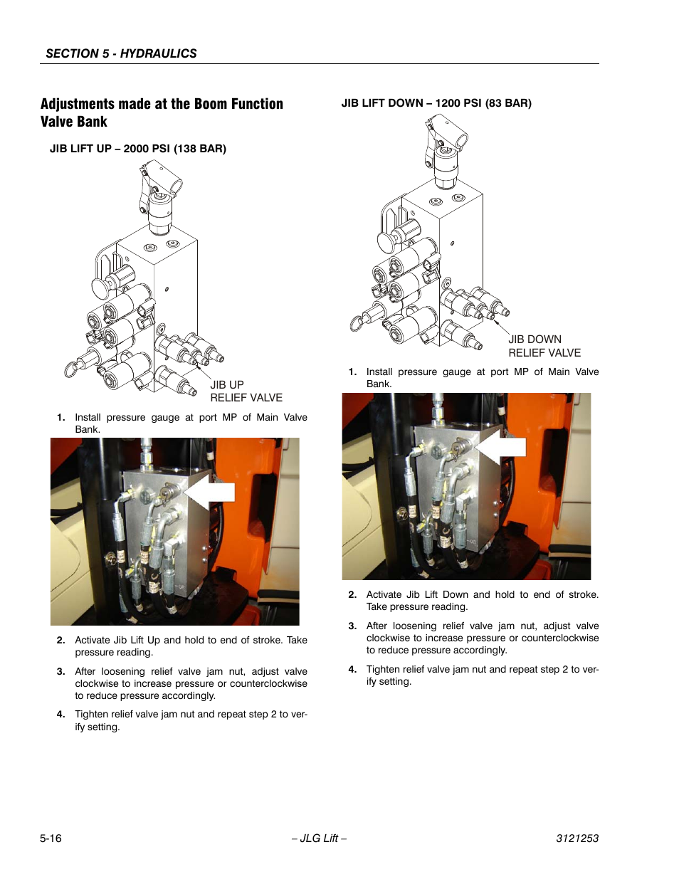 Adjustments made at the boom function valve bank | JLG E300 Service Manual User Manual | Page 158 / 224