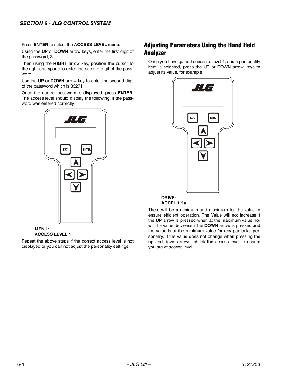 Adjusting parameters using the hand held analyzer | JLG E300 Service Manual User Manual | Page 172 / 224