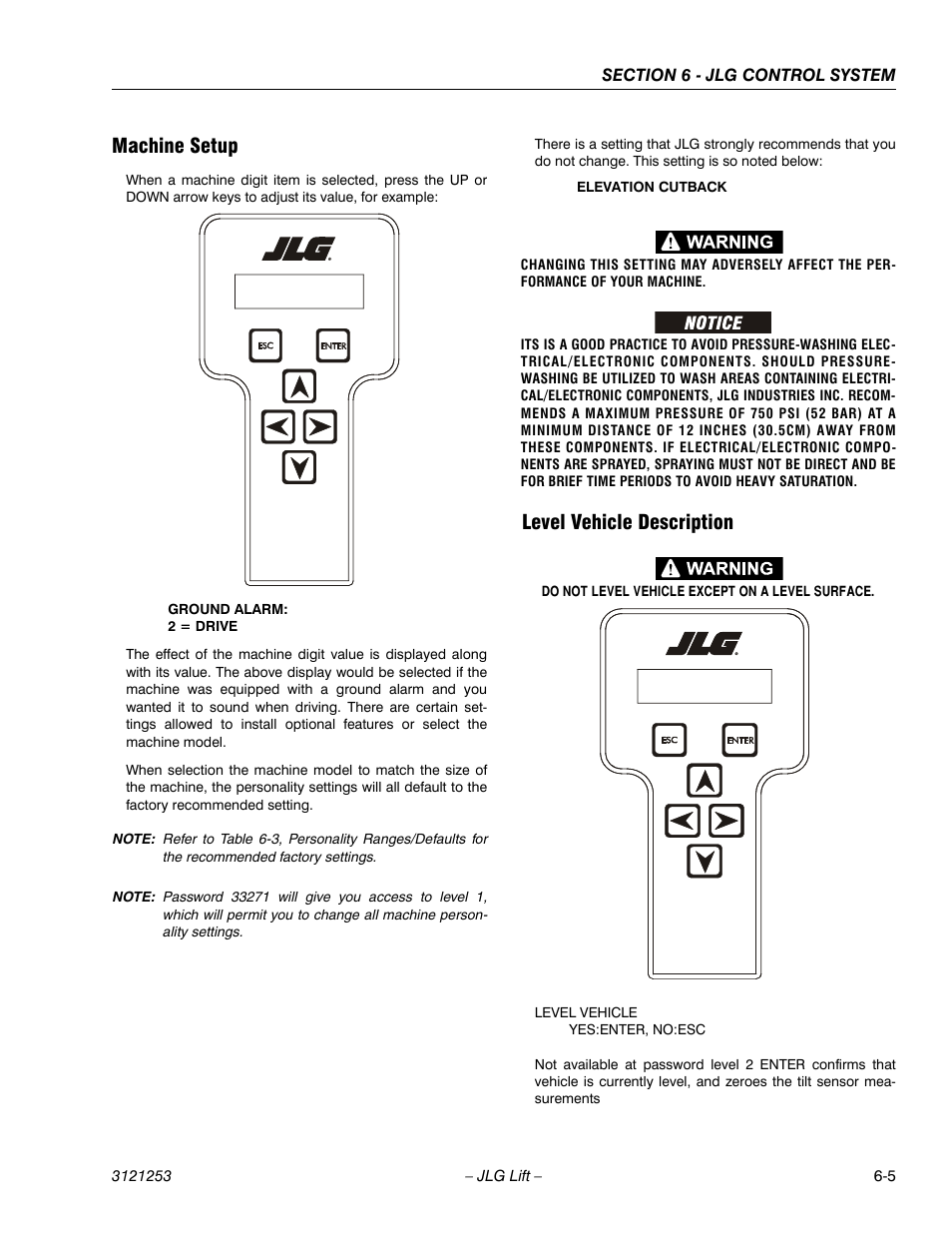 Machine setup, Level vehicle description, Machine setup -5 level vehicle description -5 | JLG E300 Service Manual User Manual | Page 173 / 224