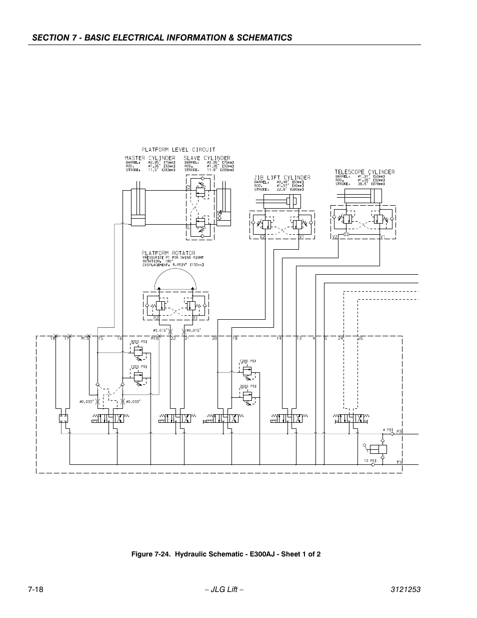 Hydraulic schematic - e300aj - sheet 1 of 2 -18 | JLG E300 Service Manual User Manual | Page 218 / 224