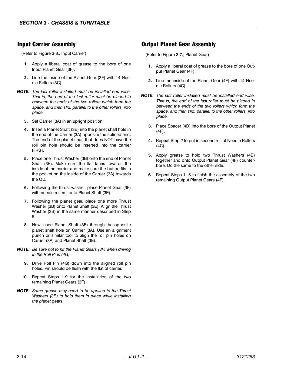 Input carrier assembly, Output planet gear assembly | JLG E300 Service Manual User Manual | Page 48 / 224