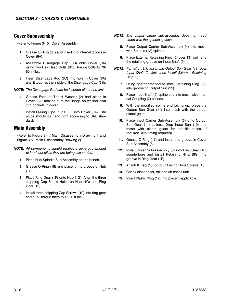 Cover subassembly, Main assembly, Cover subassembly -18 main assembly -18 | JLG E300 Service Manual User Manual | Page 52 / 224
