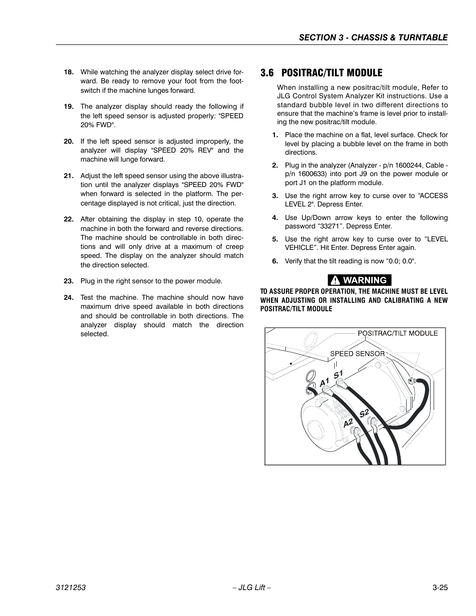 6 positrac/tilt module, Positrac/tilt module -25 | JLG E300 Service Manual User Manual | Page 59 / 224