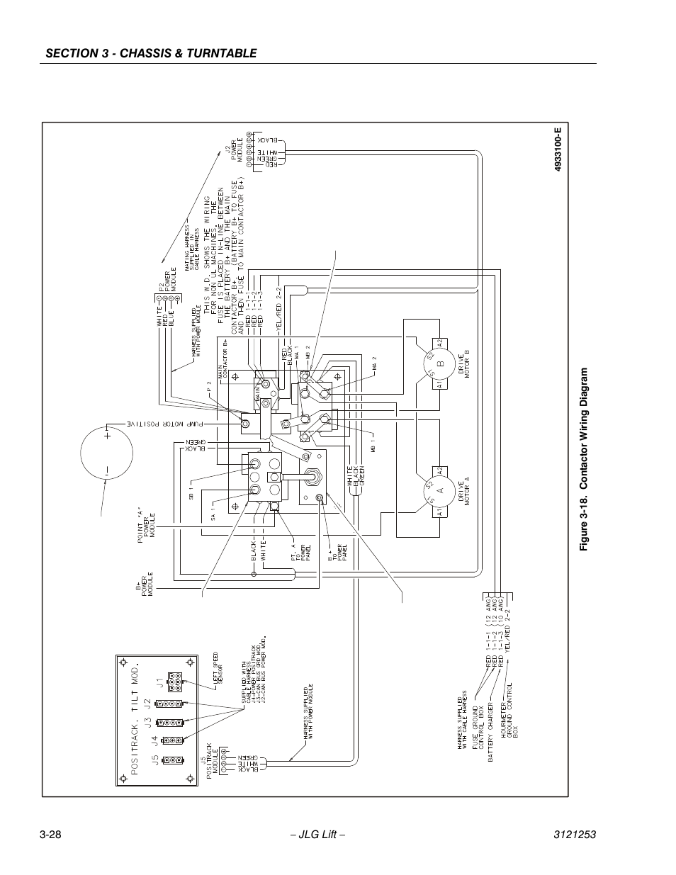 Contactor wiring diagram -28, Figu re 3-18. cont ac to r w iri ng di agr am | JLG E300 Service Manual User Manual | Page 62 / 224