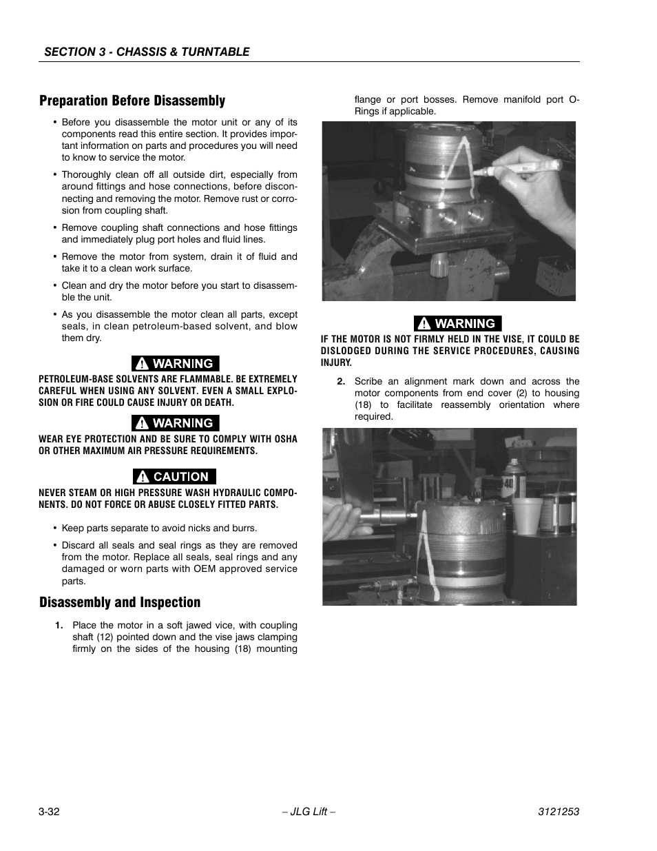 Preparation before disassembly, Disassembly and inspection | JLG E300 Service Manual User Manual | Page 66 / 224