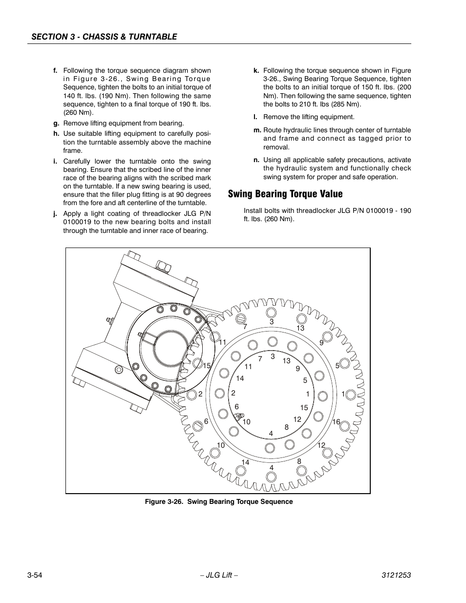 Swing bearing torque value, Swing bearing torque value -54, Swing bearing torque sequence -54 | JLG E300 Service Manual User Manual | Page 88 / 224