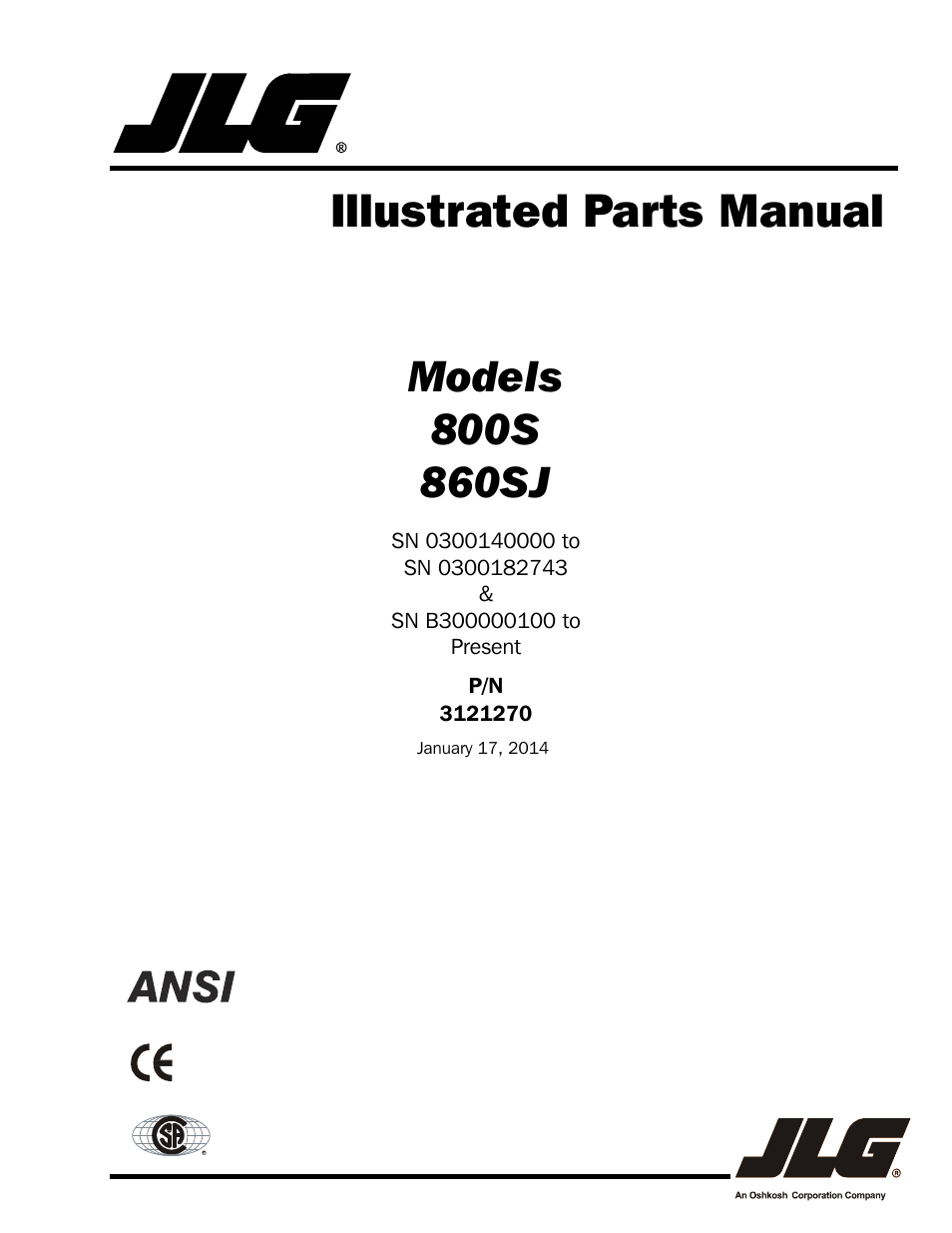 JLG 860SJ Parts Manual User Manual | 294 pages