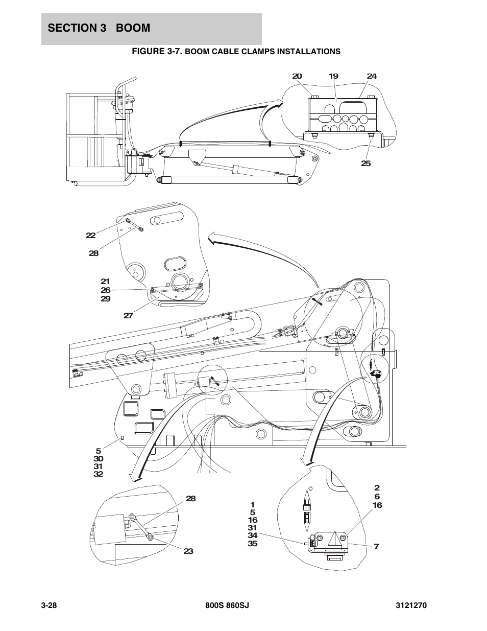 Figure 3-7. boom cable clamps installations | JLG 860SJ Parts Manual User Manual | Page 164 / 294