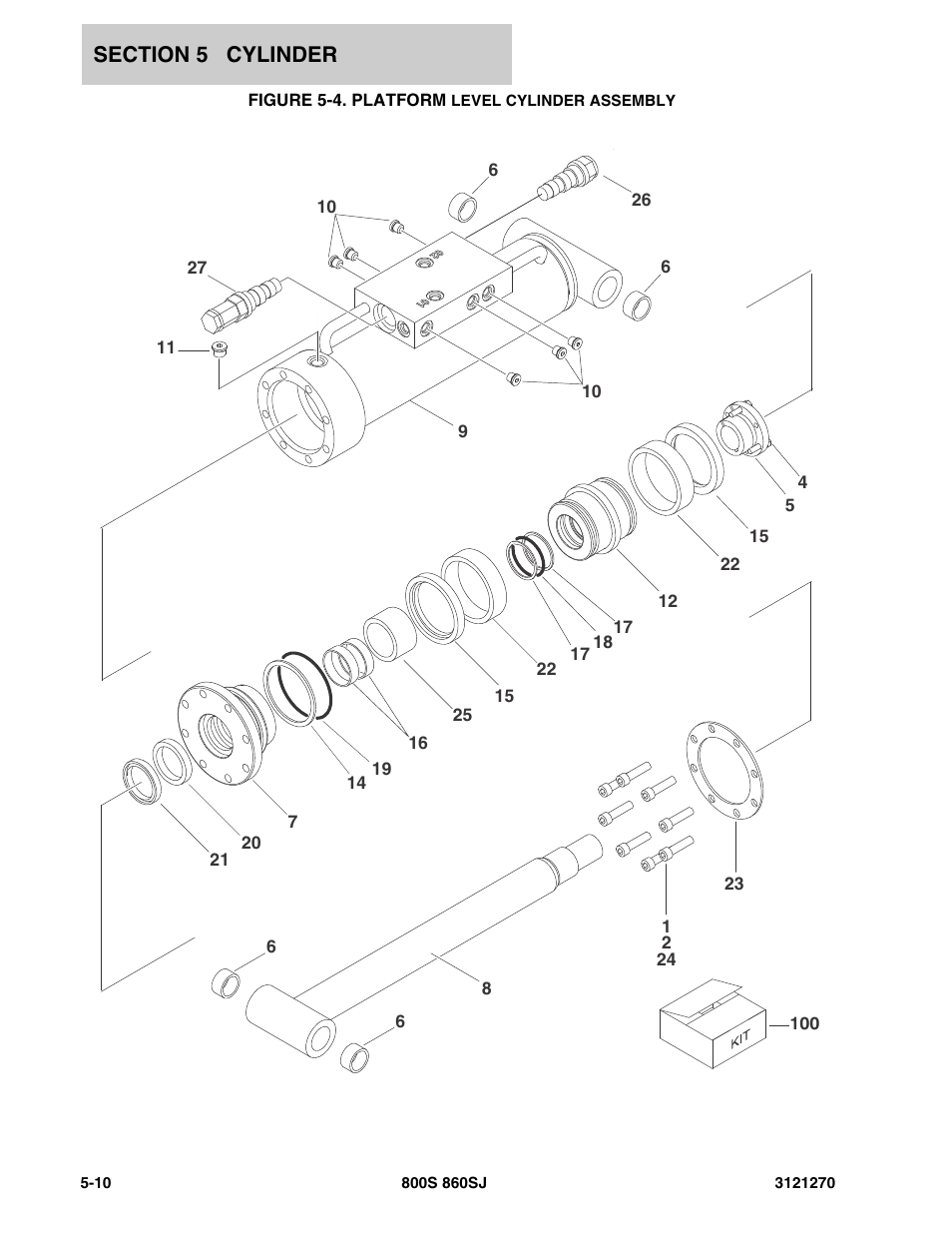 Figure 5-4. platform level cylinder assembly | JLG 860SJ Parts Manual User Manual | Page 204 / 294