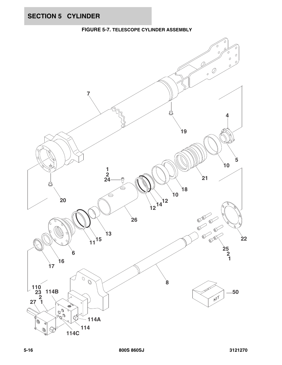 Figure 5-7. telescope cylinder assembly | JLG 860SJ Parts Manual User Manual | Page 210 / 294