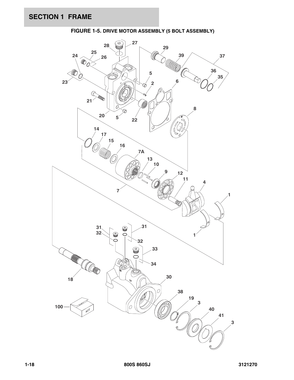 Figure 1-5. drive motor assembly (5 bolt assembly) | JLG 860SJ Parts Manual User Manual | Page 24 / 294