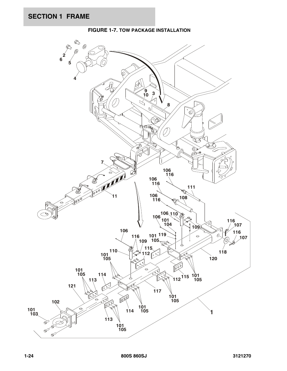 Figure 1-7. tow package installation | JLG 860SJ Parts Manual User Manual | Page 30 / 294