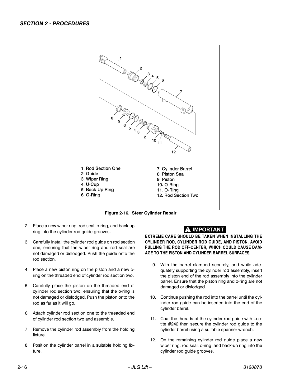 Steer cylinder repair -16 | JLG 2658E3 Service Manual User Manual | Page 28 / 62