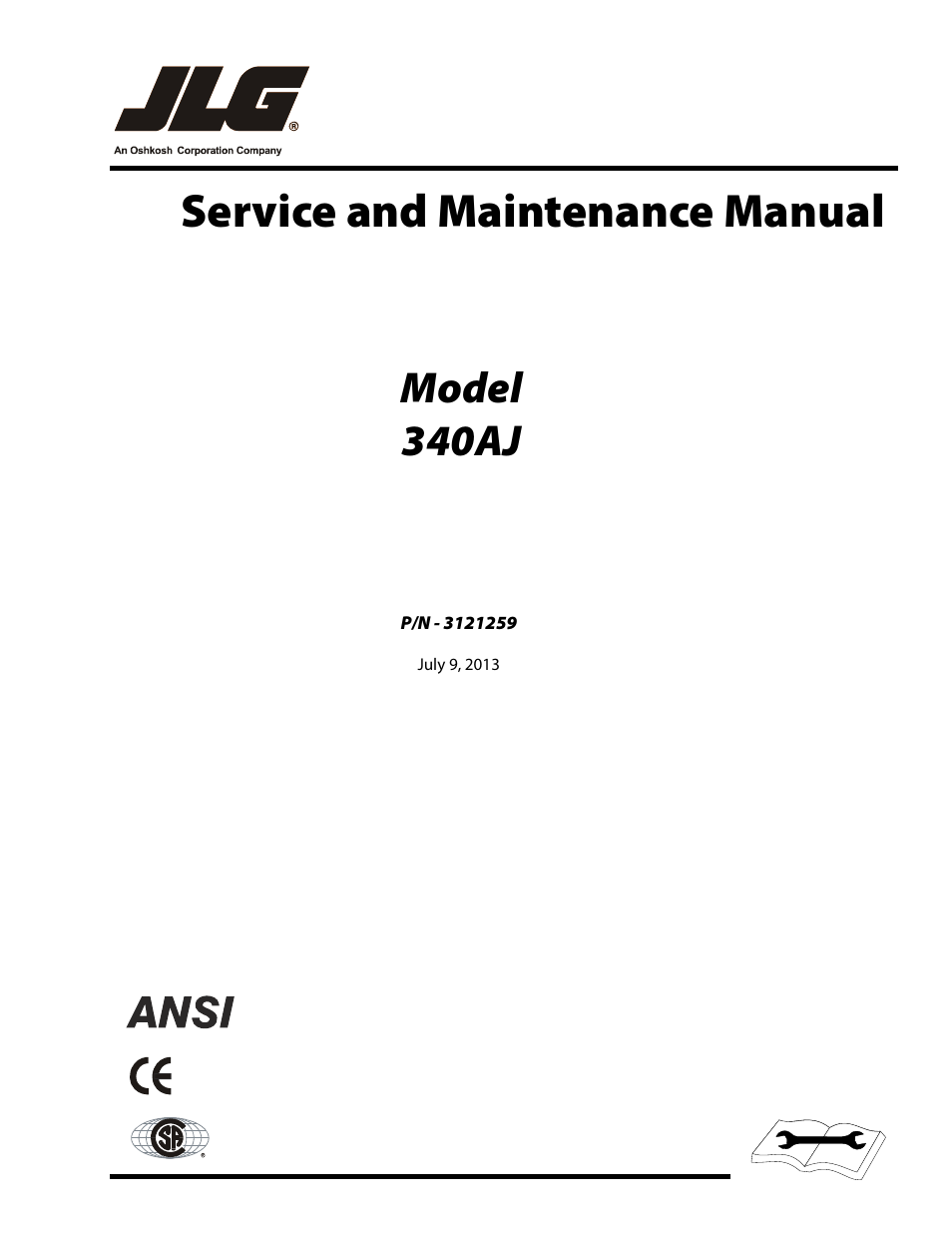 JLG 340AJ Service Manual User Manual | 348 pages