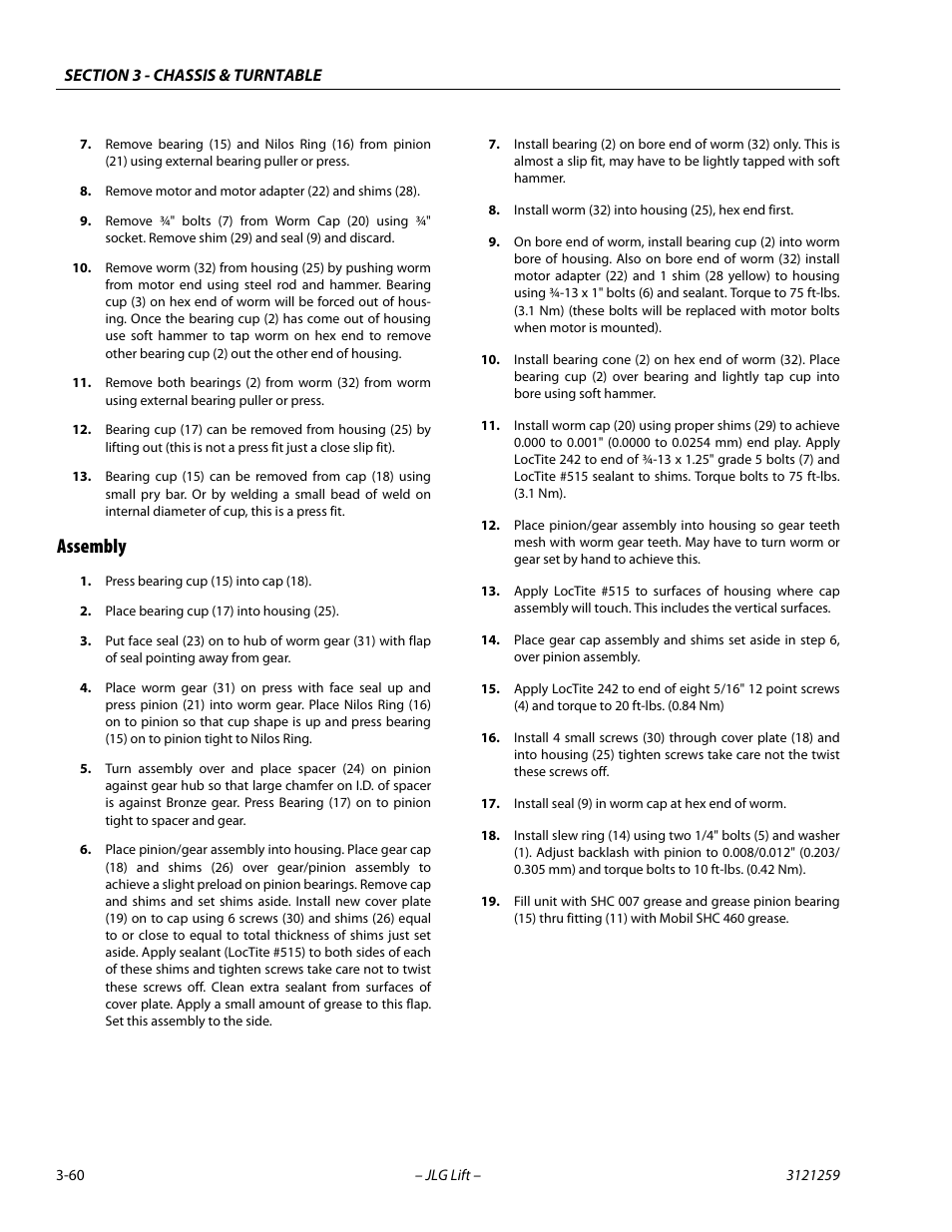Assembly, Assembly -60 | JLG 340AJ Service Manual User Manual | Page 100 / 348