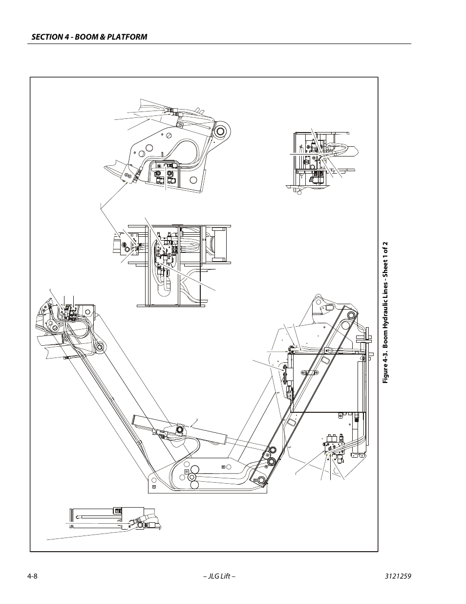 Boom hydraulic lines - sheet 1 of 2 -8 | JLG 340AJ Service Manual User Manual | Page 140 / 348