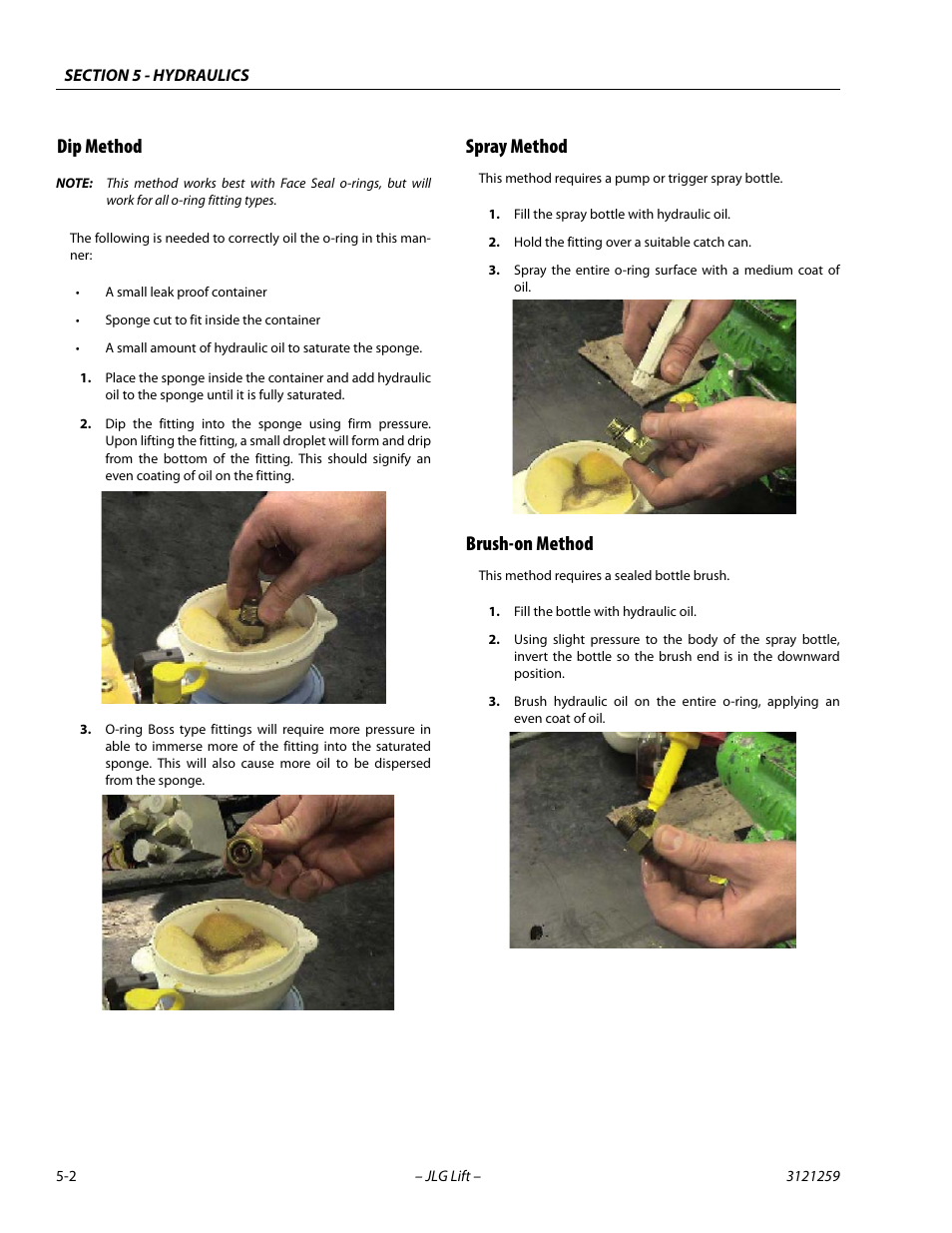 Dip method, Spray method, Brush-on method | Dip method -2 spray method -2 brush-on method -2 | JLG 340AJ Service Manual User Manual | Page 160 / 348