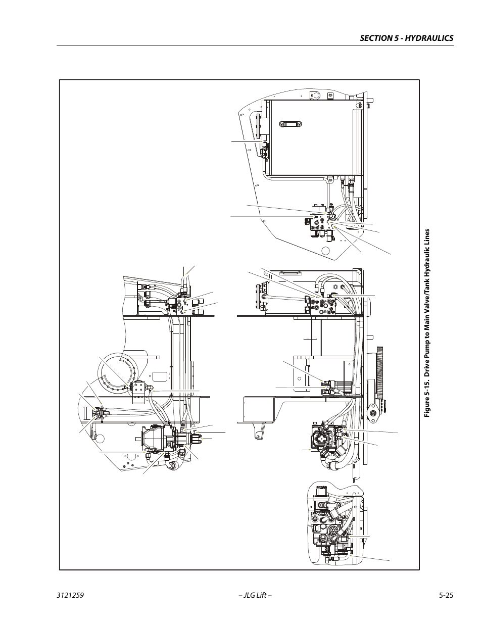 Drive pump to main valve/tank hydraulic lines -25 | JLG 340AJ Service Manual User Manual | Page 183 / 348