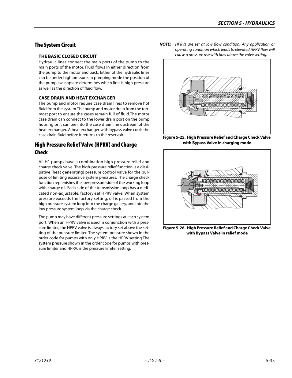 The system circuit, High pressure relief valve (hprv) and charge check | JLG 340AJ Service Manual User Manual | Page 193 / 348